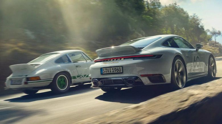 new and classic Porsche 911 side by side