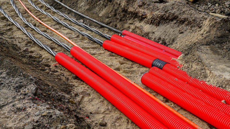 Power lines being buried below ground