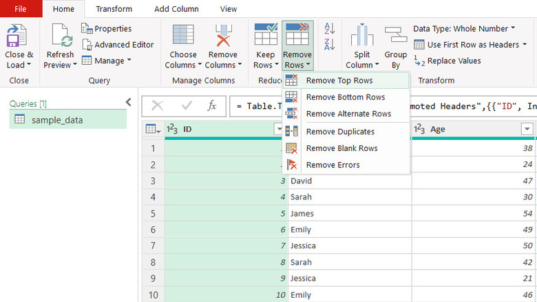 Remove Rows feature
