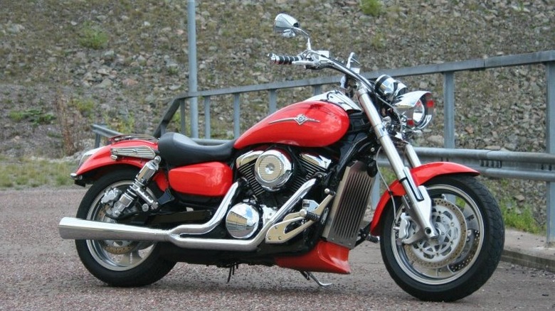 Kawasaki Mean Streak motorcycle parked on bridge