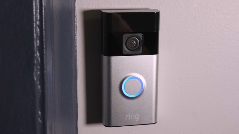 Ring Battery Doorbell attached to a white wall