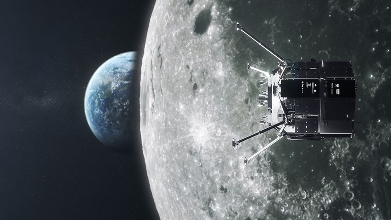 The Hakuto-R Lander orbiting the moon.