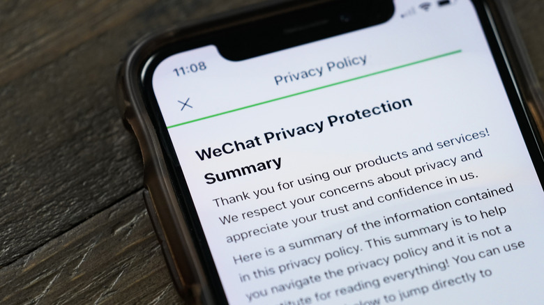 An app's privacy agreement
