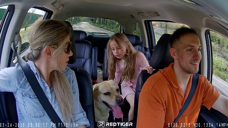 Footage of family in a car captured by Redtiger F17