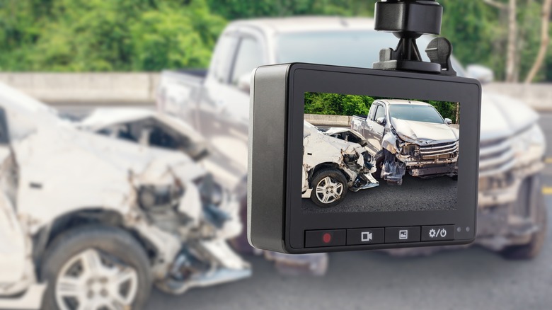 Dashcam recording car accident