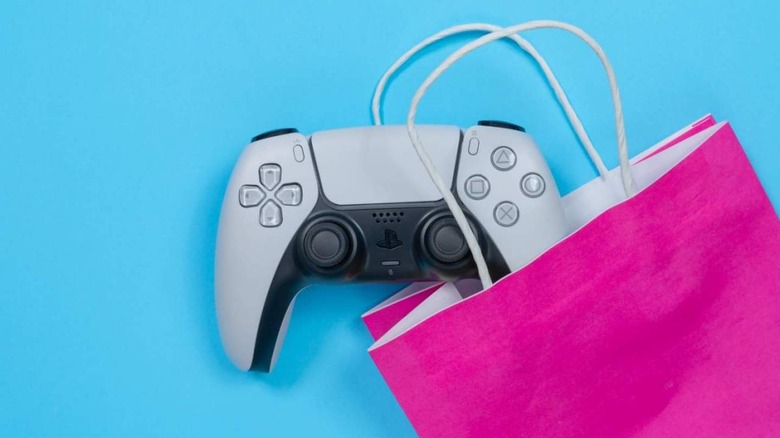 PS5 controller in shopping bag