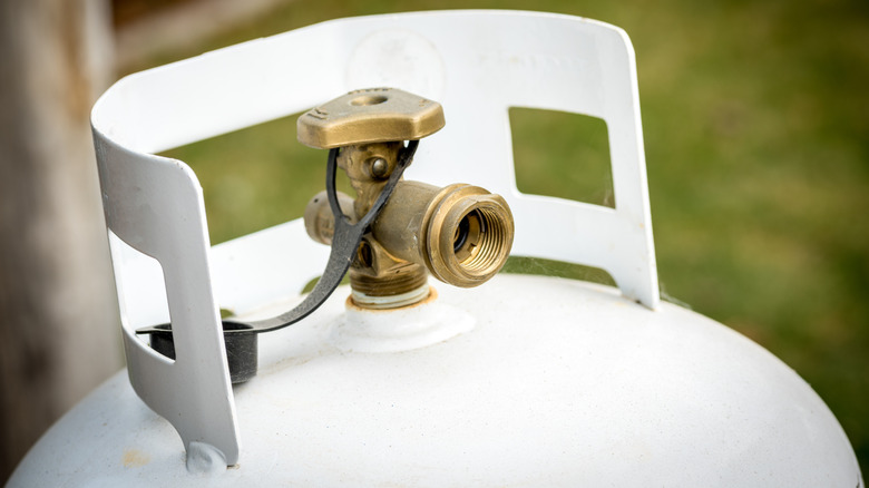 The top of a propane tank