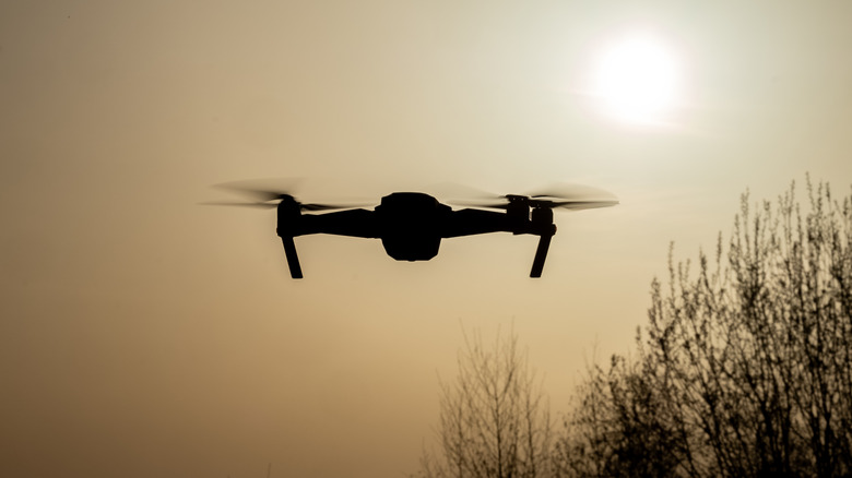 A drone flying over a remote area