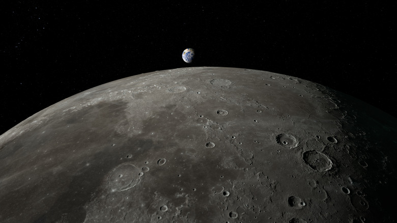 Earth viewed from the surface of the moon