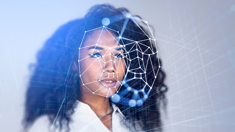 Woman with facial recognition