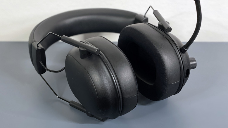 detailed view of the BlackShark V2 HyperSpeed headphones' ear cup padding