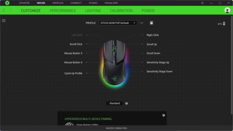 Razer Synapse Software Customize Screen