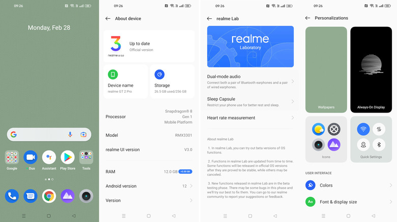 Realme UI screenshots