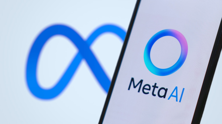Meta AI on screen with logo in background