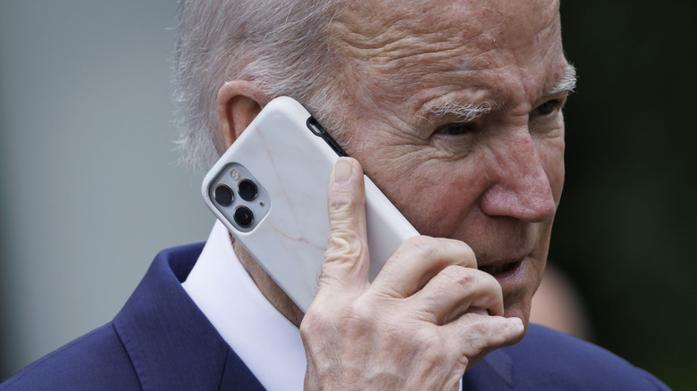 President Biden talking on phone