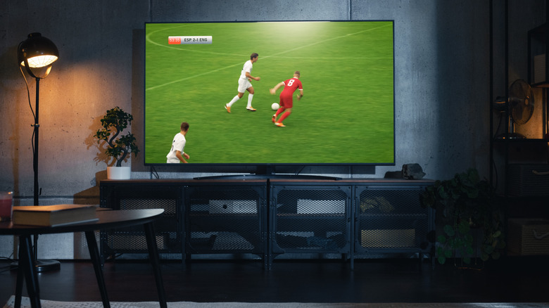 Live football match playing on aTV