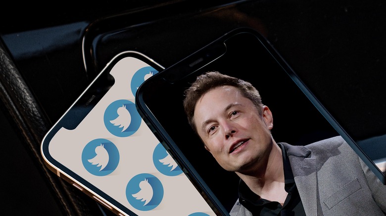 elon musk smartphone twitter logo