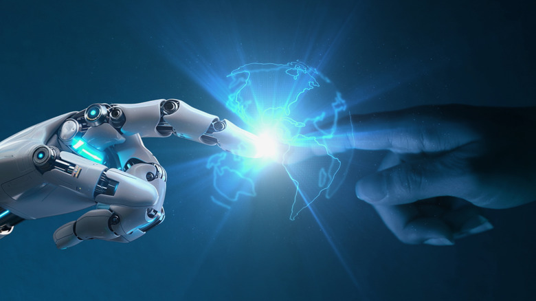 Illustration of AI and human interaction.