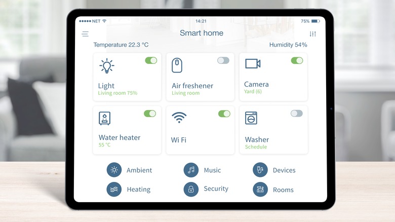 Smart home app on screen
