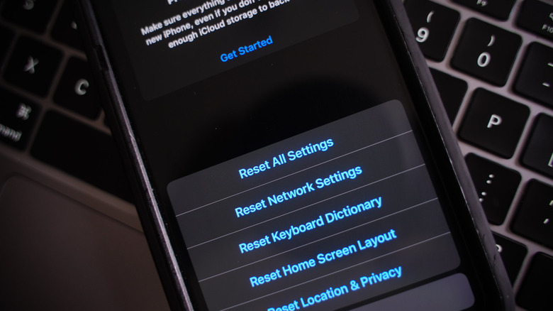 iPhone reset screen options