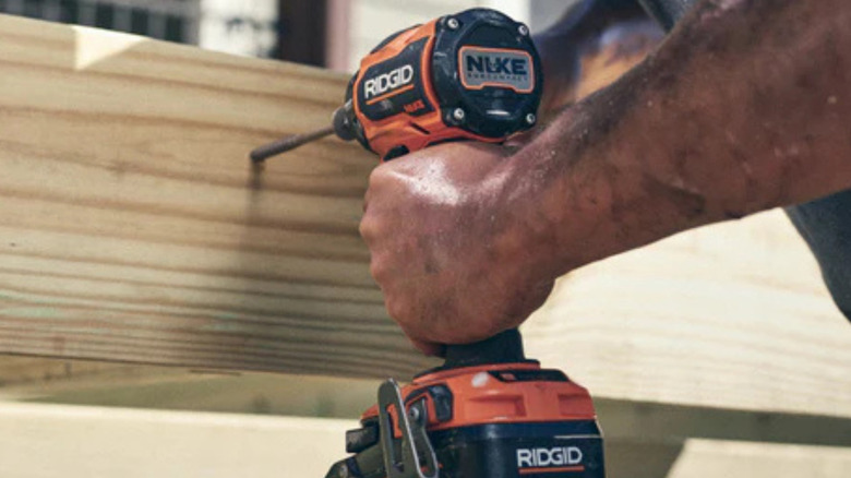 A shot of the Ridgid Nuke impact driver in action