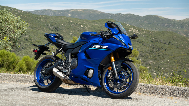 2026 Yamaha YZF-R7 parked on Palomar Mountain