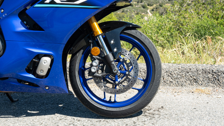 2026 Yamaha YZF-R7 front wheel and tire detail