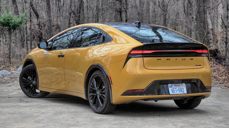 2026 Toyota Prius PHEV rear 3/4 view