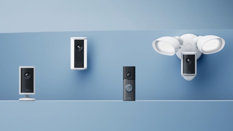 Four Ring cameras on display