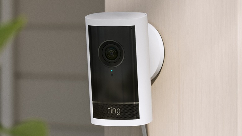 Close up of Ring camera mounted on wall
