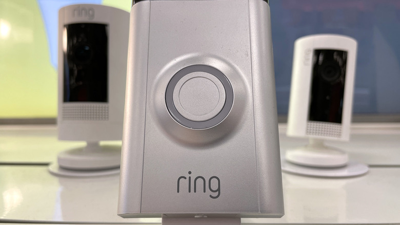 A Ring doorbell on display