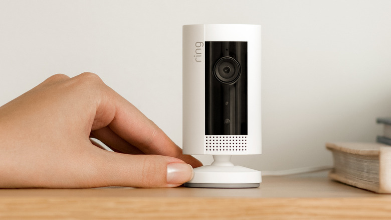 Ring Indoor Cam on bookshelf