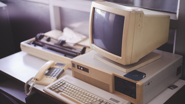 Old computer with keyboard