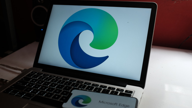 Laptop with Microsoft Edge logo