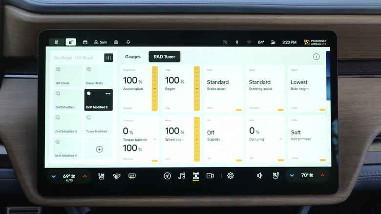 2026 Rivian Gen 2 Quad-Motor RAD Tuner set to Drift mode