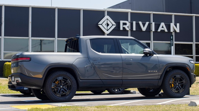 Rivian truck and logo