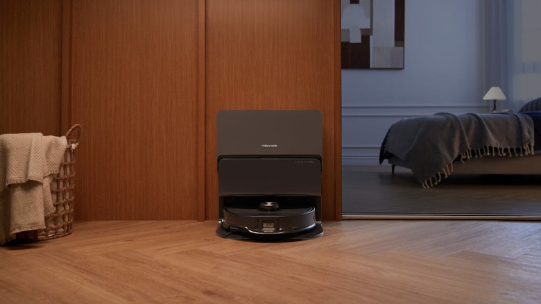 The Roborock S8 MaxV Ultra vacuuming wood floor