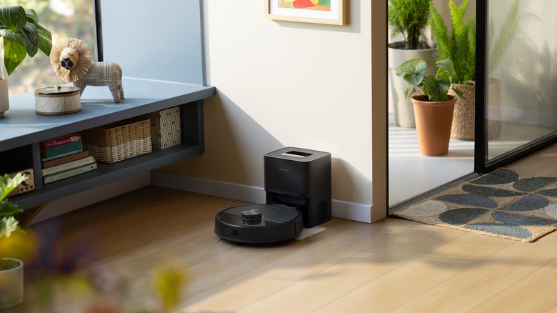 The Roborock Q7 M5+ near its dock
