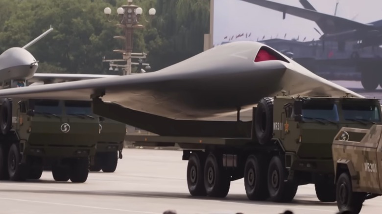 Various types of drones on display during China's 2025 Victory Day Parade