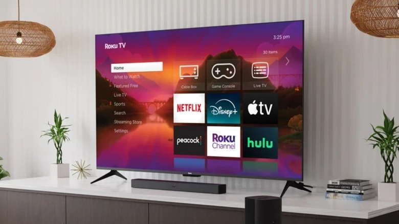 Roku smart TV on display shelf