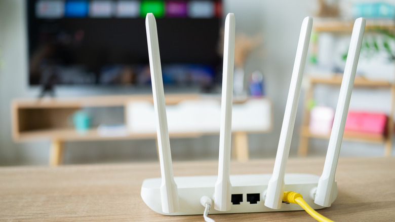 Internet router on a living room table