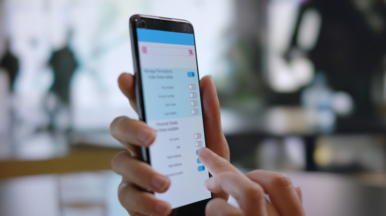 Mobile device settings screen