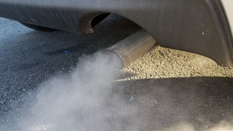 smoking car tailpipe