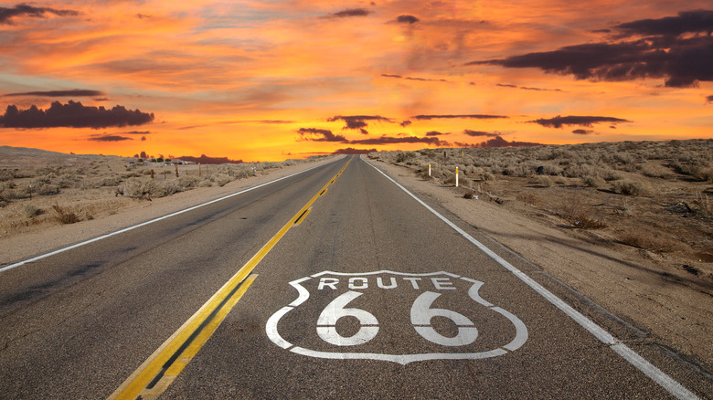 Sunrise over a stretch of old Route 66.
