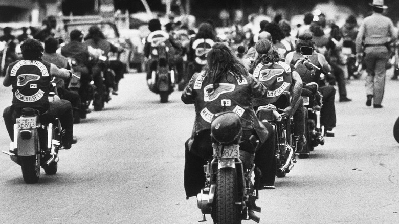 Hells Angels riders in formation