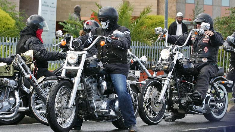 Hells Angels bikers stopped on road