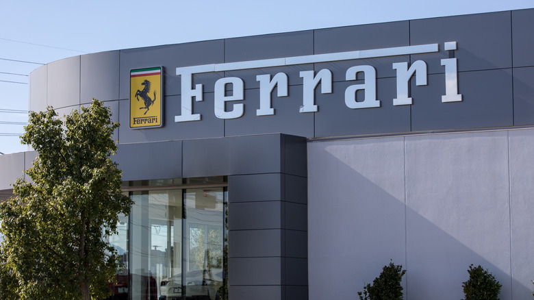 Ferrari dealership with Ferrari logo