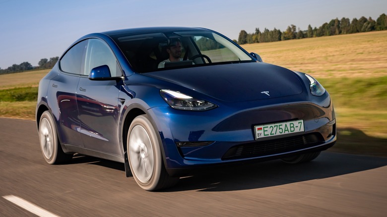 Tesla Model Y on the road
