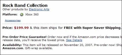 Amazon lists Rock Band Collection price