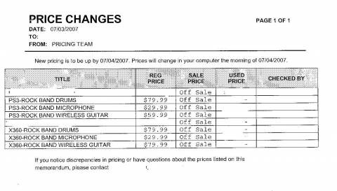 Rock Band pricing from Game Crazy